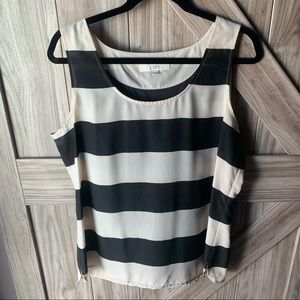 Loft Business Casual Tank Top - Cream & Black Stripes